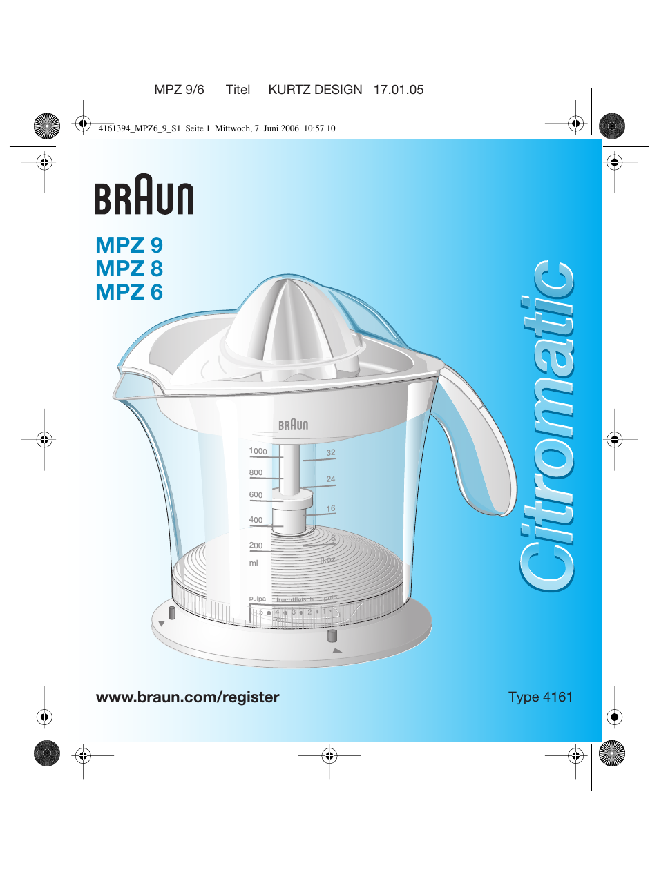 Braun MPZ 8 User Manual | 35 pages