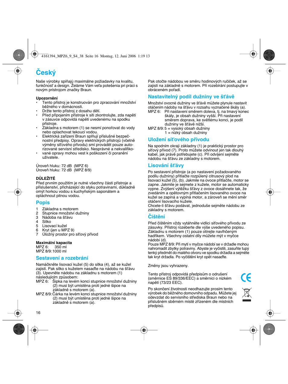 Âesk | Braun MPZ 8 User Manual | Page 16 / 35