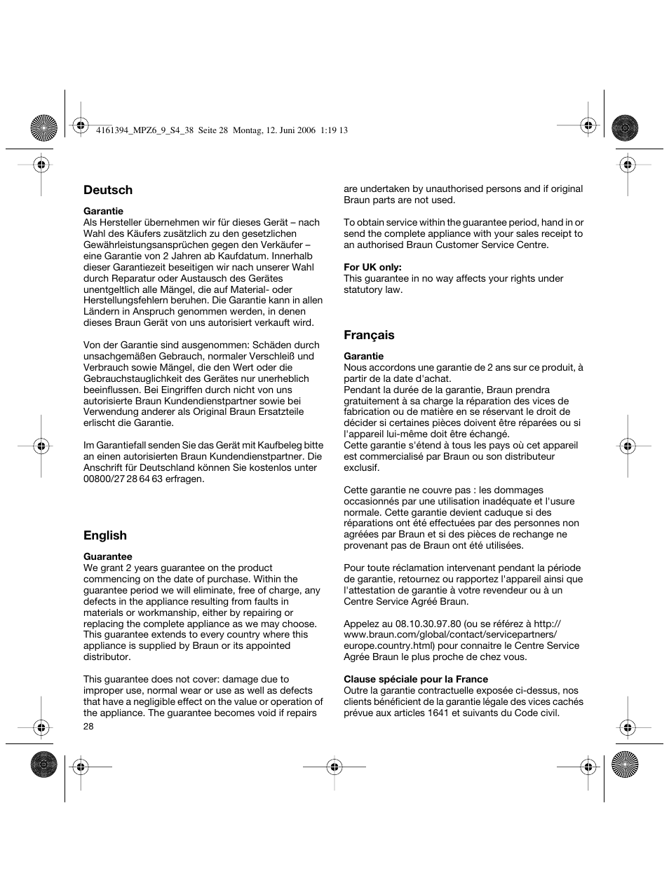 Braun MPZ 8 User Manual | Page 28 / 35