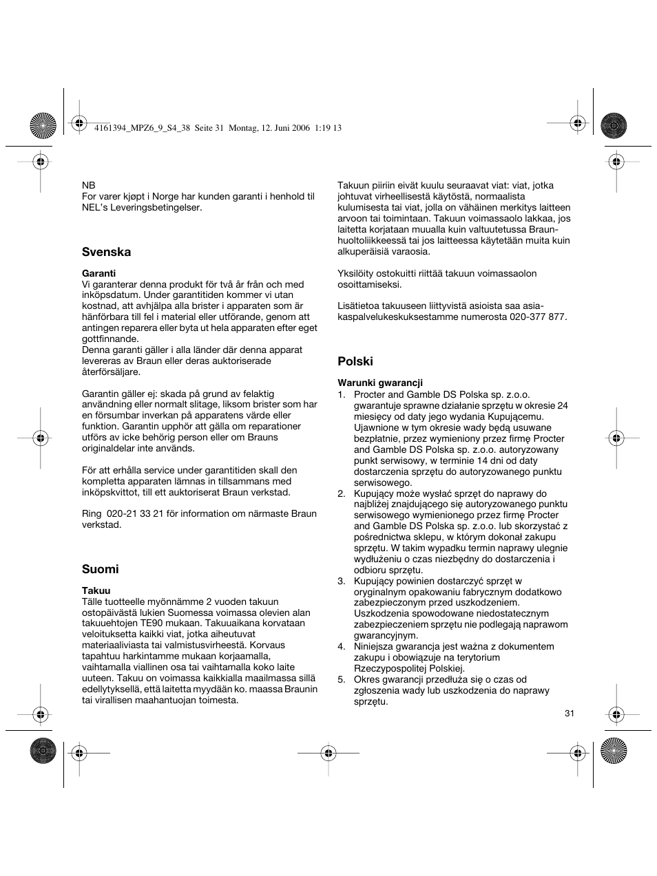 Braun MPZ 8 User Manual | Page 31 / 35