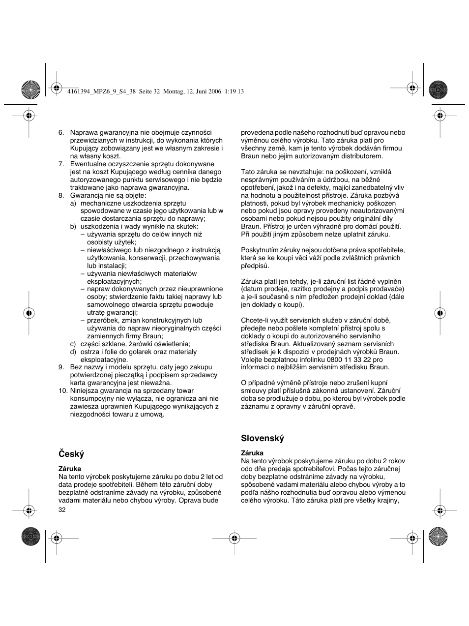 Braun MPZ 8 User Manual | Page 32 / 35