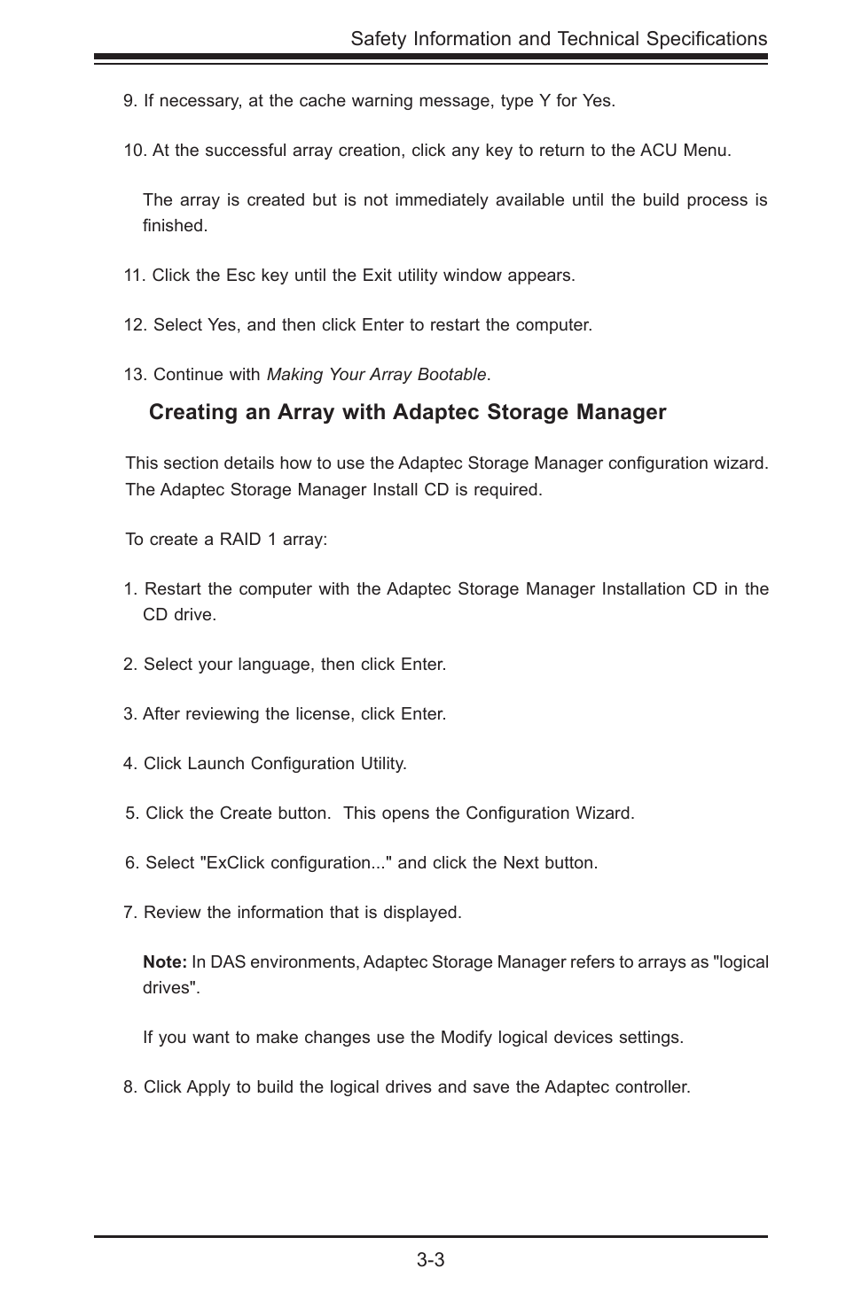 Creating an array with adaptec storage manager | SUPER MICRO Computer AOC-USAS-S4I User Manual | Page 15 / 26