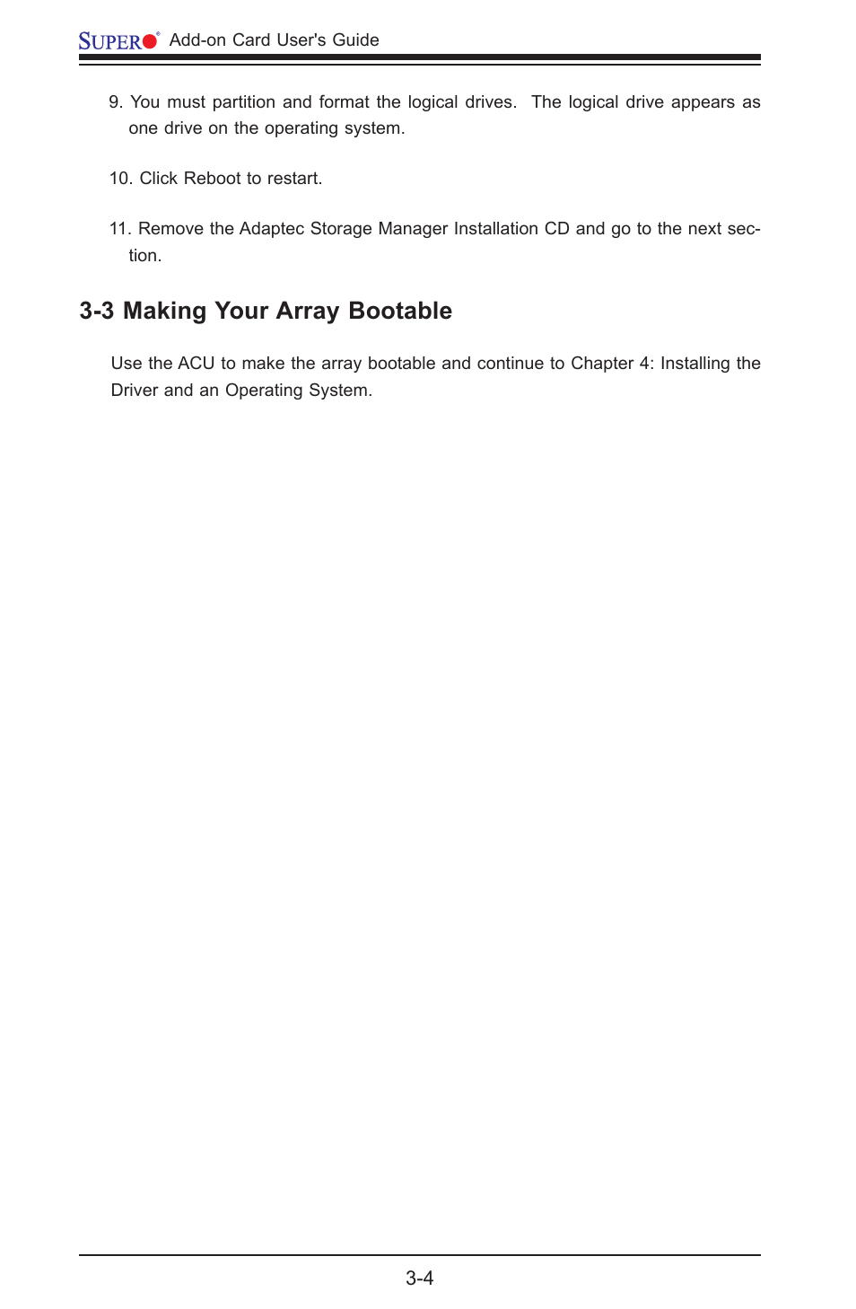 3 making your array bootable | SUPER MICRO Computer AOC-USAS-S4I User Manual | Page 16 / 26