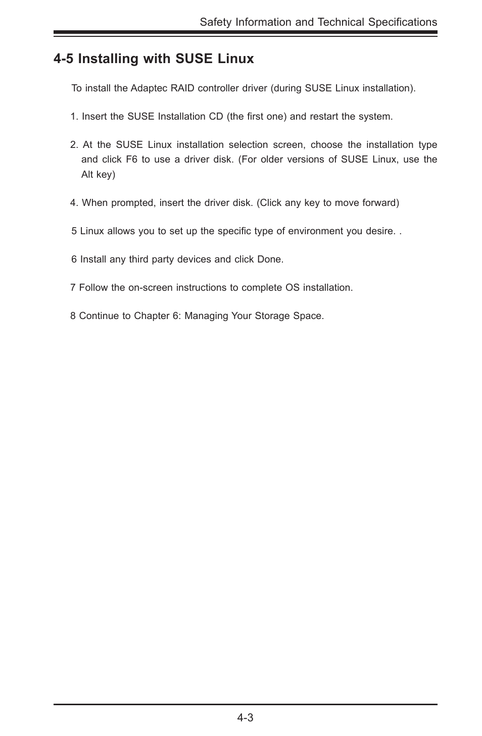 5 installing with suse linux | SUPER MICRO Computer AOC-USAS-S4I User Manual | Page 19 / 26