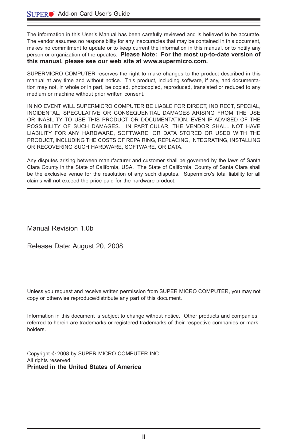 SUPER MICRO Computer AOC-USAS-S4I User Manual | Page 2 / 26