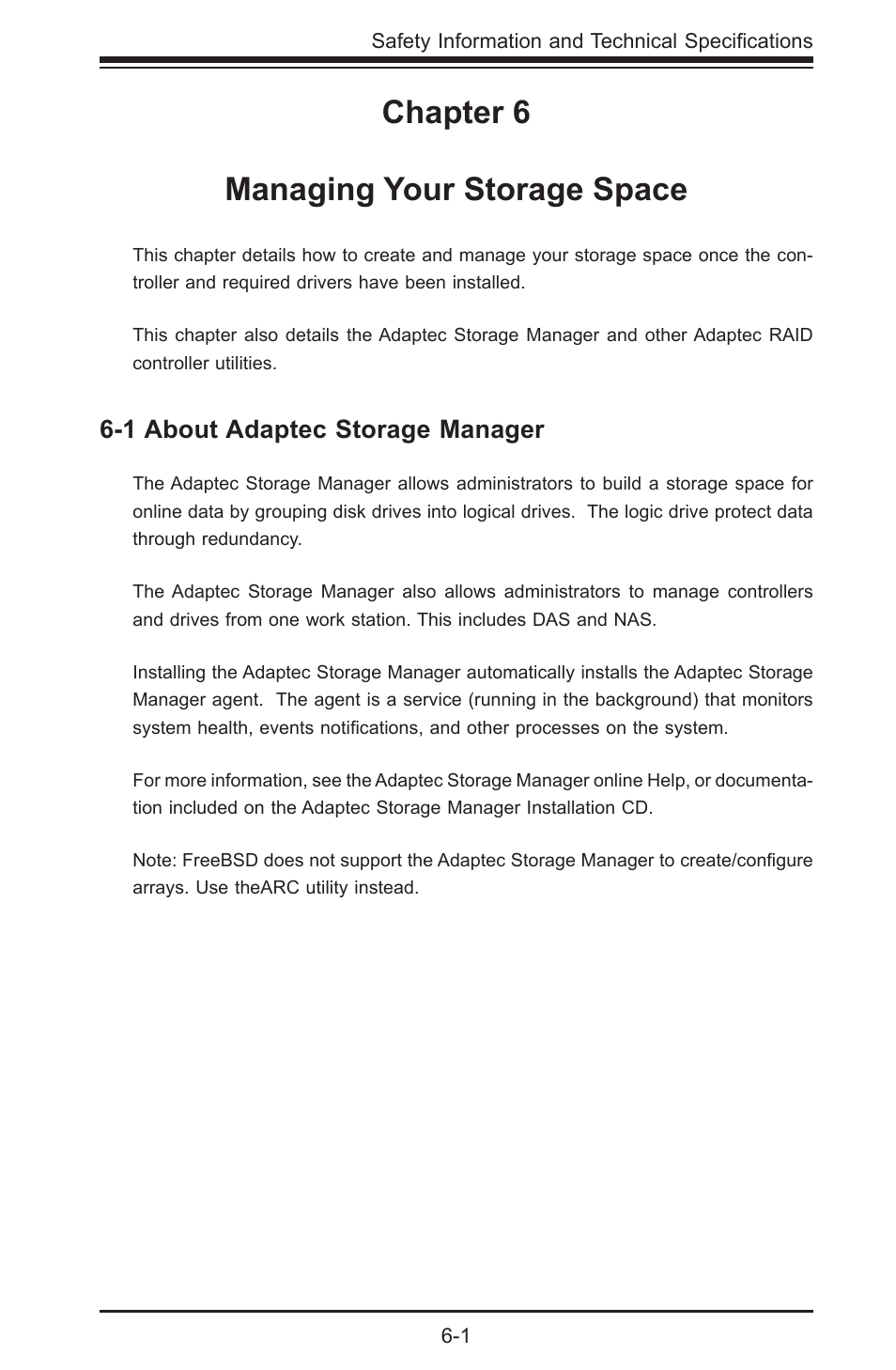 Chapter 6 managing your storage space | SUPER MICRO Computer AOC-USAS-S4I User Manual | Page 23 / 26