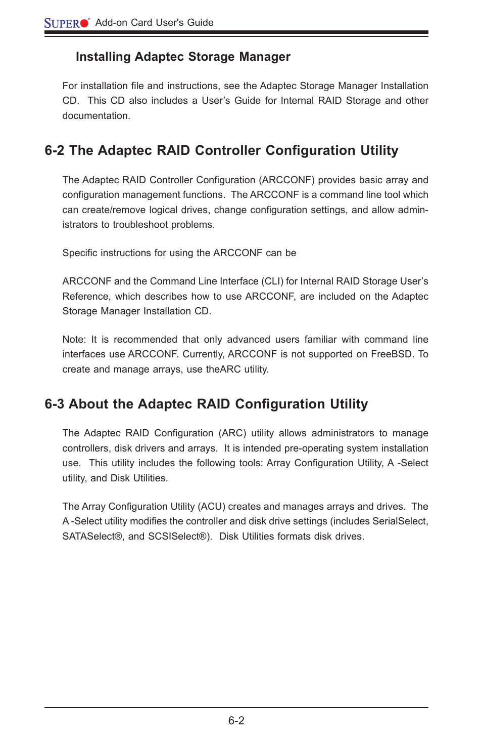 3 about the adaptec raid configuration utility | SUPER MICRO Computer AOC-USAS-S4I User Manual | Page 24 / 26
