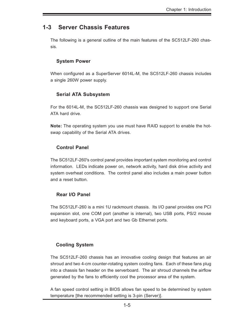3 server chassis features | SUPER MICRO Computer SUPERSERVER 6014L-M User Manual | Page 15 / 120
