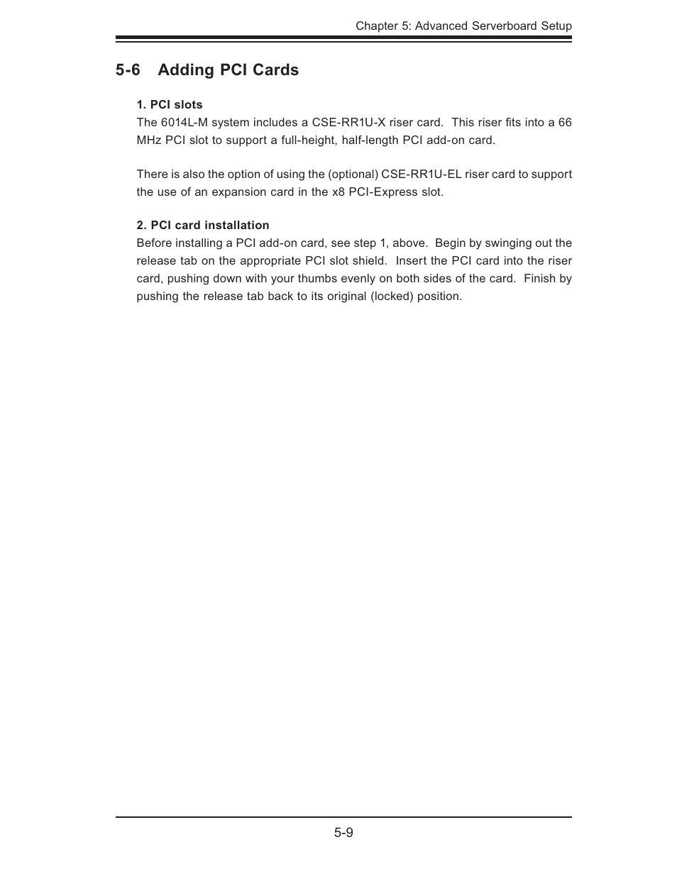 6 adding pci cards | SUPER MICRO Computer SUPERSERVER 6014L-M User Manual | Page 45 / 120