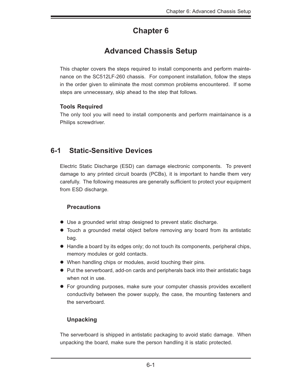 Chapter 6 advanced chassis setup | SUPER MICRO Computer SUPERSERVER 6014L-M User Manual | Page 61 / 120