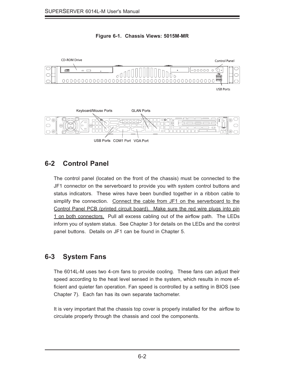 3 system fans, 2 control panel | SUPER MICRO Computer SUPERSERVER 6014L-M User Manual | Page 62 / 120