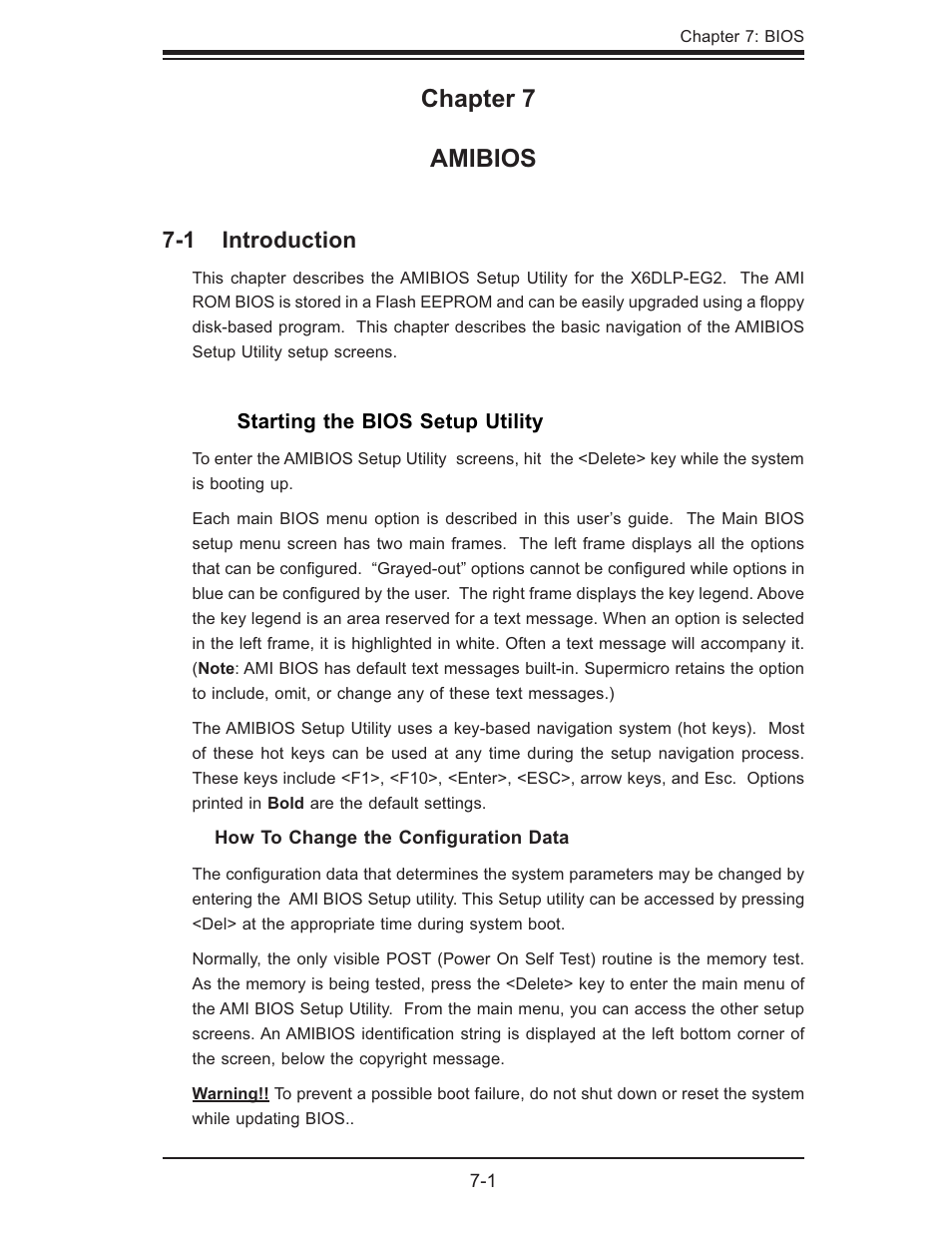 Chapter 7 amibios | SUPER MICRO Computer SUPERSERVER 6014L-M User Manual | Page 69 / 120
