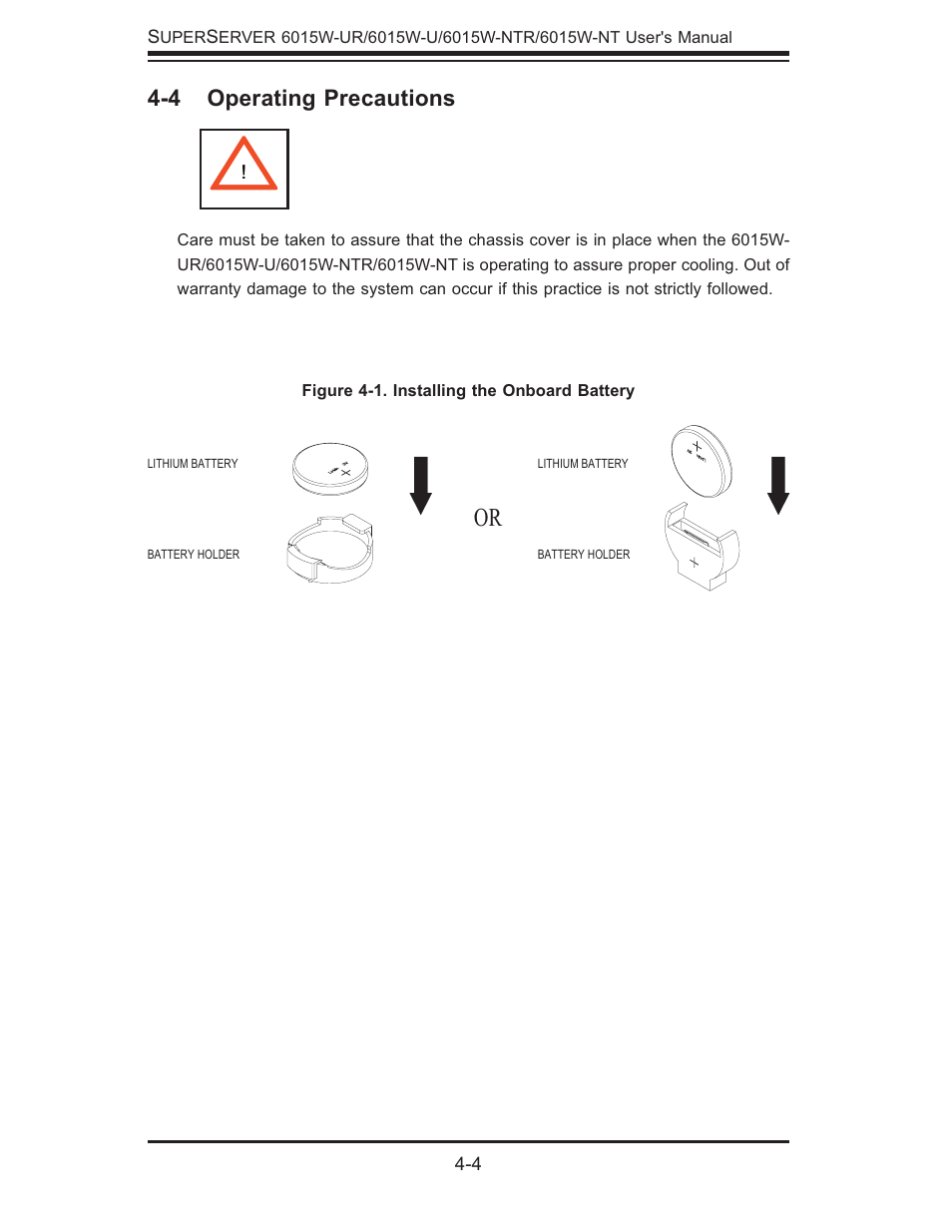 4 operating precautions | SUPER MICRO Computer 6015W-UR User Manual | Page 32 / 110