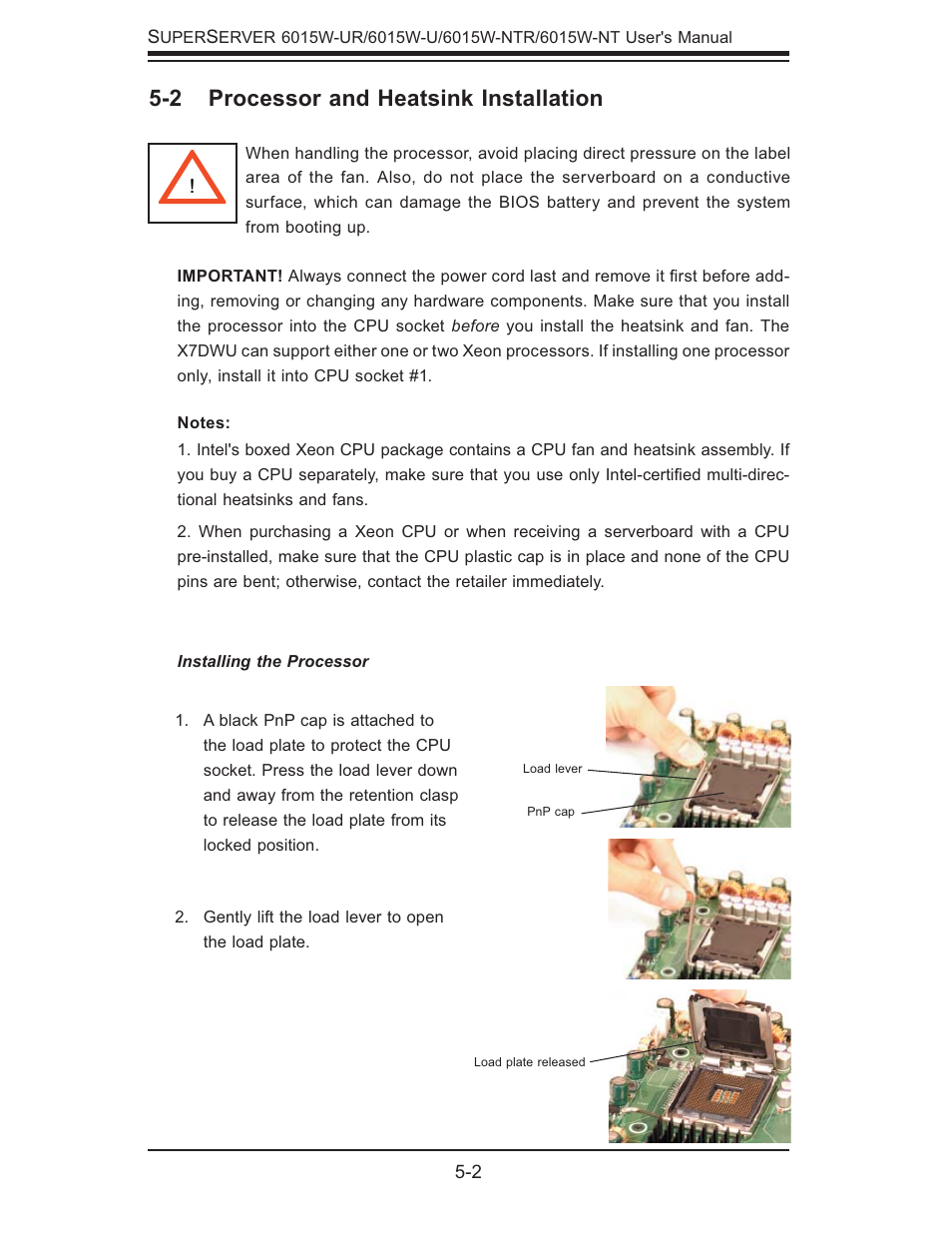 2 processor and heatsink installation | SUPER MICRO Computer 6015W-UR User Manual | Page 34 / 110