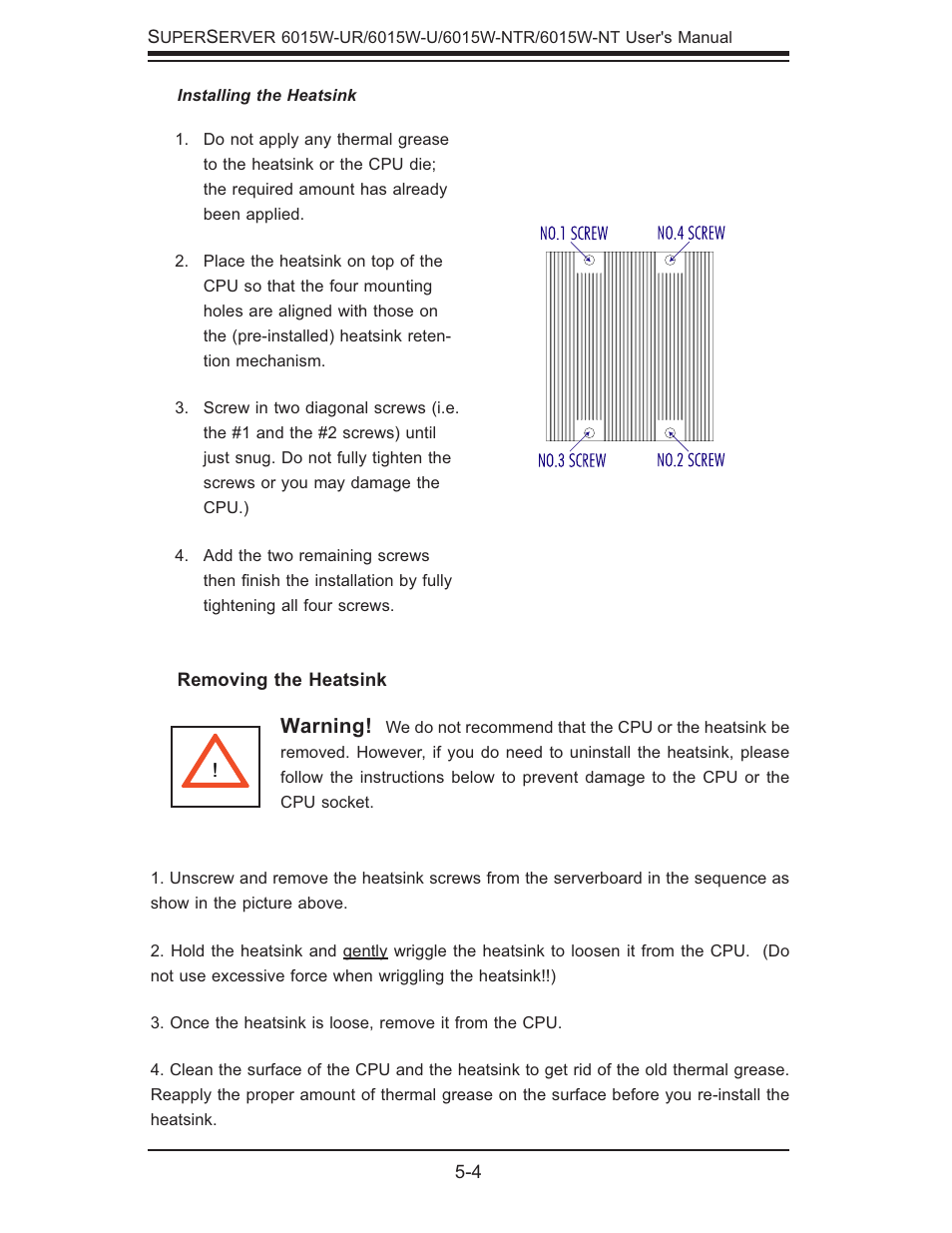 Warning | SUPER MICRO Computer 6015W-UR User Manual | Page 36 / 110