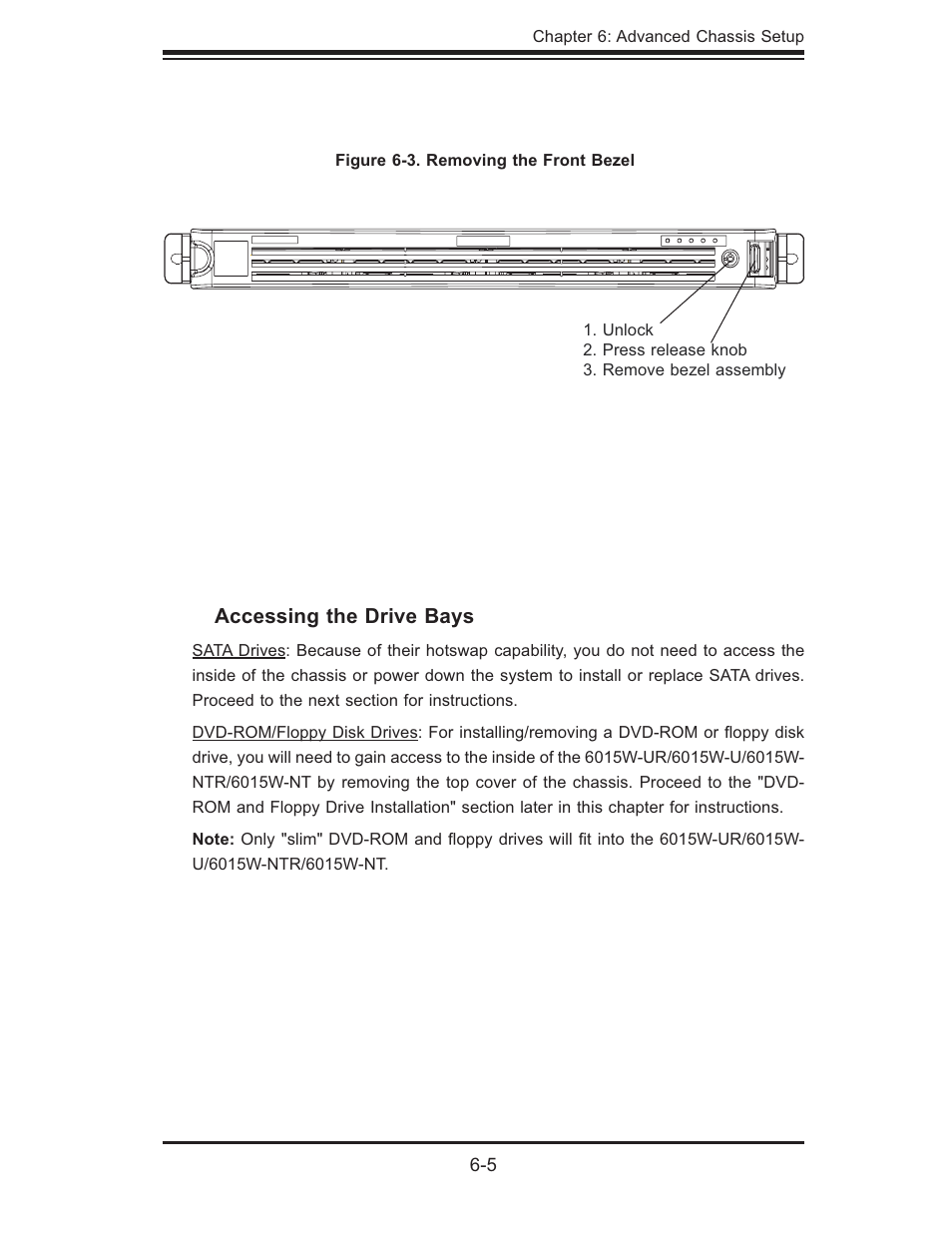 Accessing the drive bays | SUPER MICRO Computer 6015W-UR User Manual | Page 61 / 110