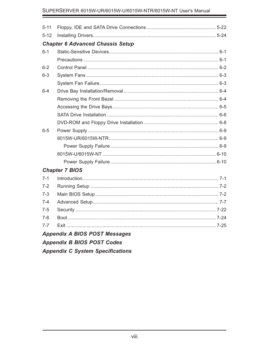 SUPER MICRO Computer 6015W-UR User Manual | Page 8 / 110