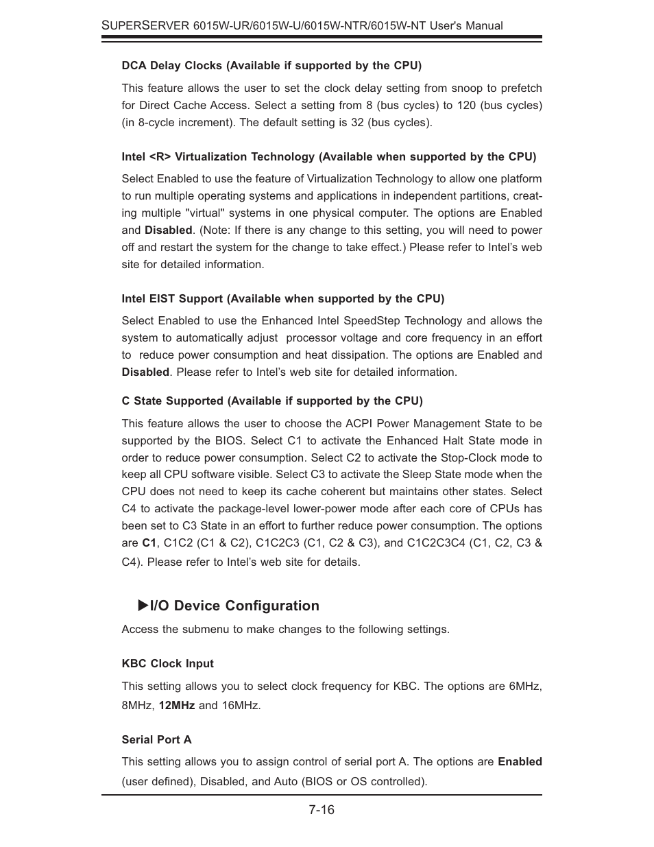 I/o device conﬁ guration | SUPER MICRO Computer 6015W-UR User Manual | Page 84 / 110