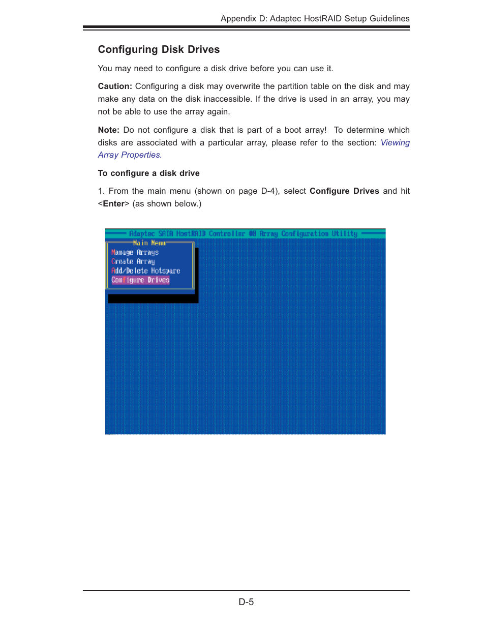 Conﬁ guring disk drives | SUPER MICRO Computer 5015M-U User Manual | Page 115 / 134