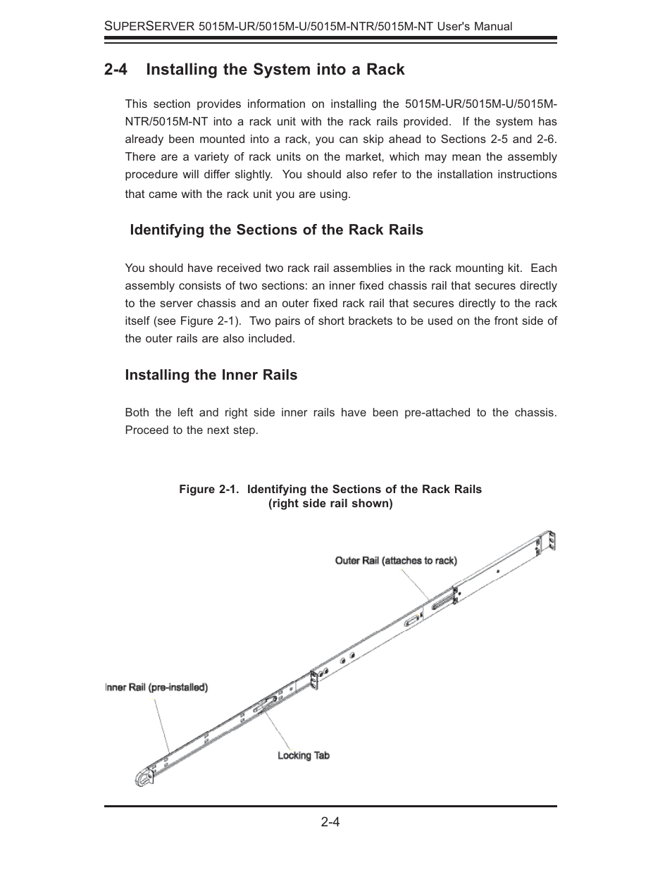 4 installing the system into a rack | SUPER MICRO Computer 5015M-U User Manual | Page 20 / 134