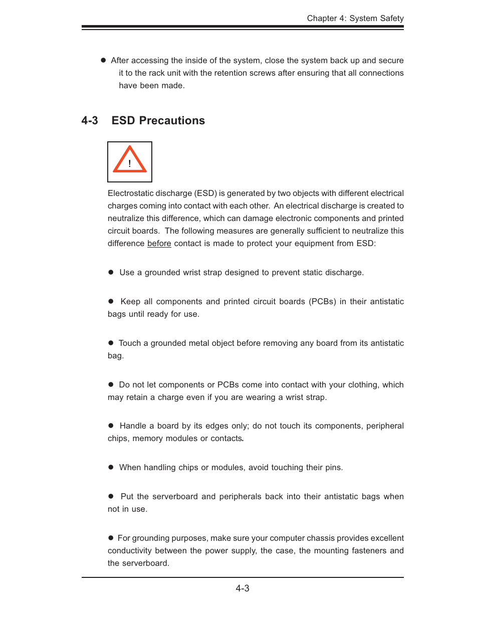 3 esd precautions | SUPER MICRO Computer 5015M-U User Manual | Page 33 / 134
