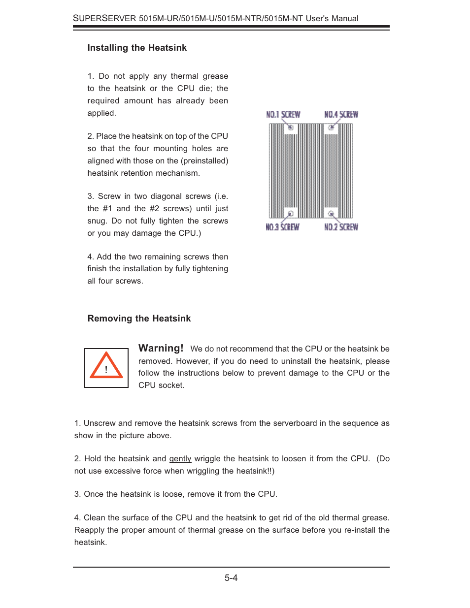 Warning | SUPER MICRO Computer 5015M-U User Manual | Page 38 / 134