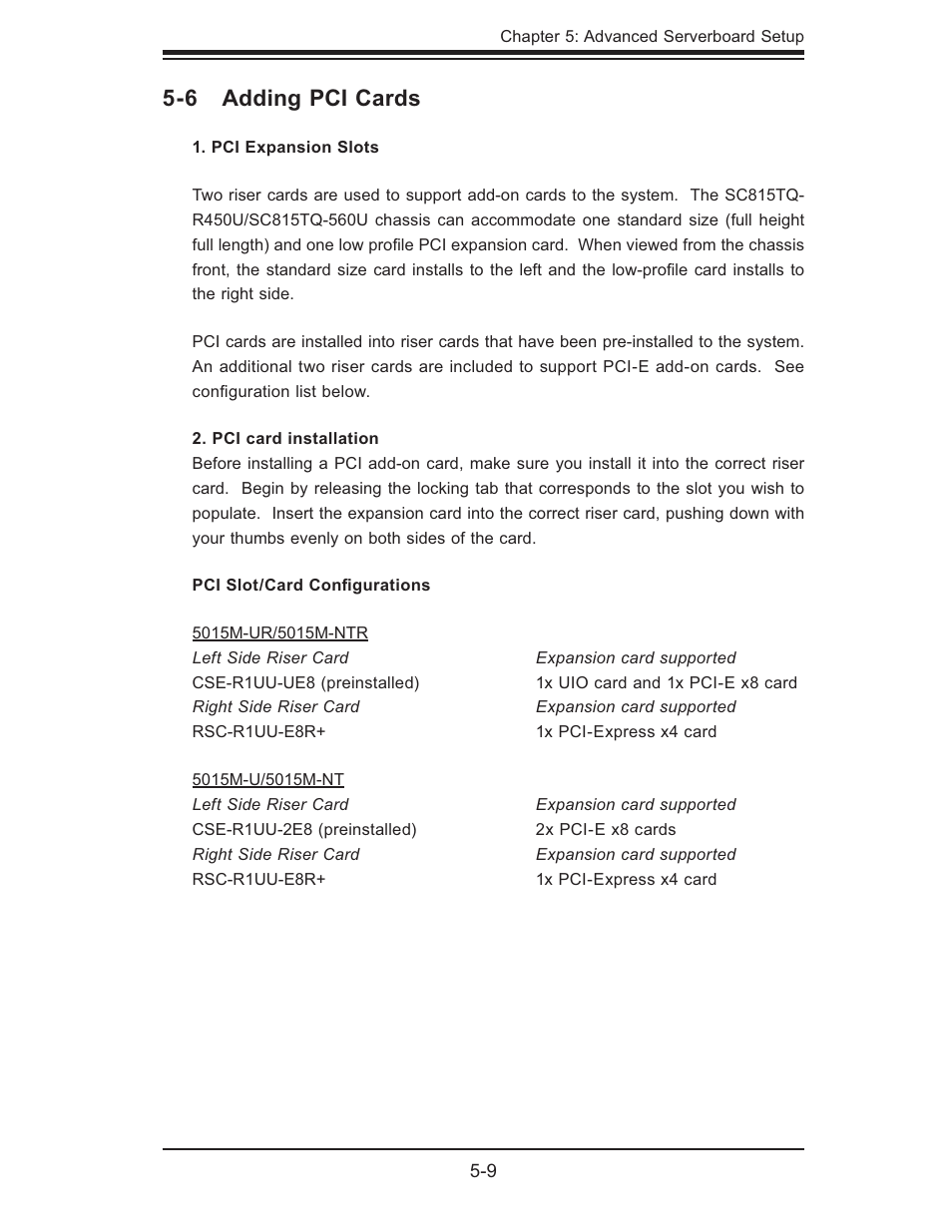 6 adding pci cards | SUPER MICRO Computer 5015M-U User Manual | Page 43 / 134