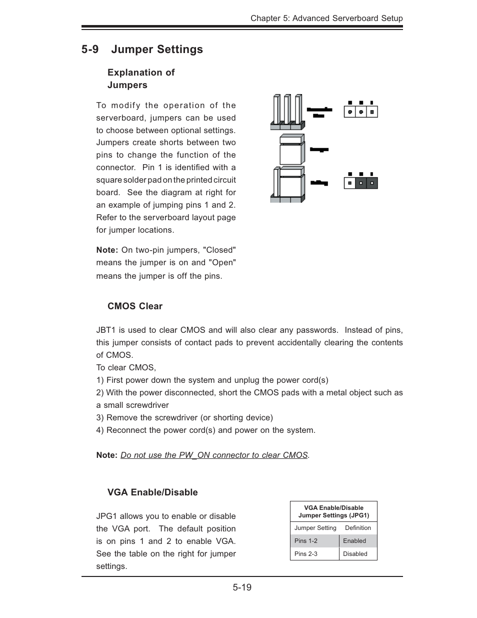 9 jumper settings | SUPER MICRO Computer 5015M-U User Manual | Page 53 / 134
