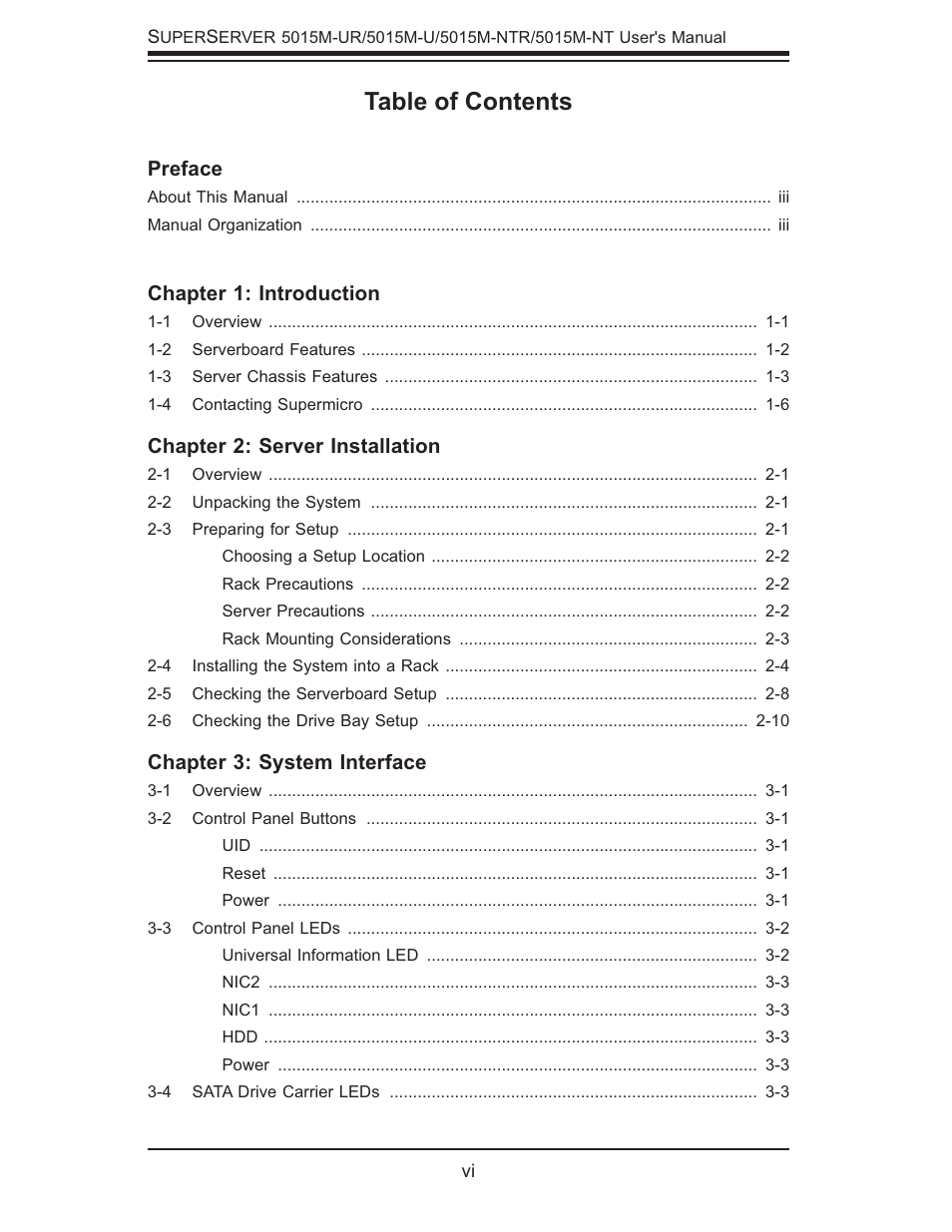 SUPER MICRO Computer 5015M-U User Manual | Page 6 / 134
