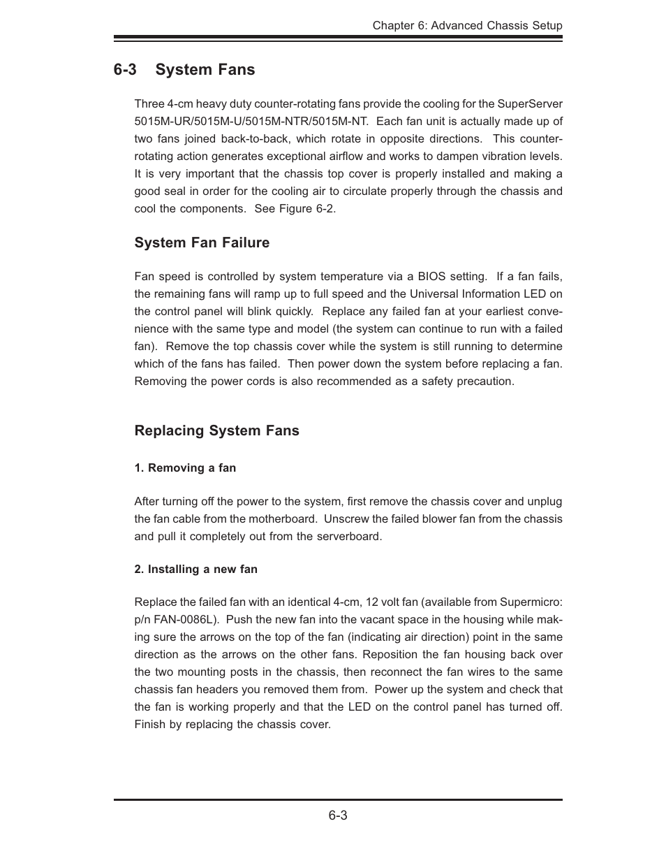 3 system fans | SUPER MICRO Computer 5015M-U User Manual | Page 61 / 134