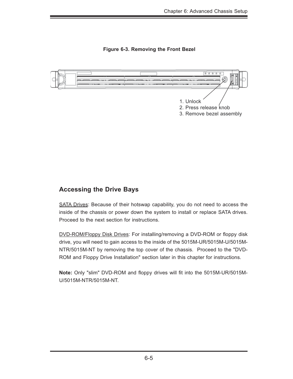 Accessing the drive bays | SUPER MICRO Computer 5015M-U User Manual | Page 63 / 134