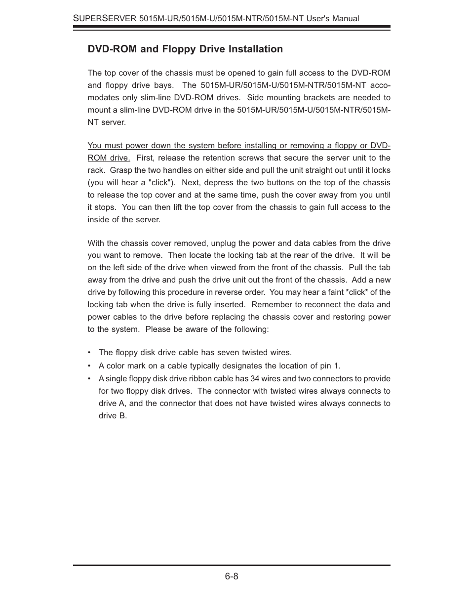 Dvd-rom and floppy drive installation | SUPER MICRO Computer 5015M-U User Manual | Page 66 / 134