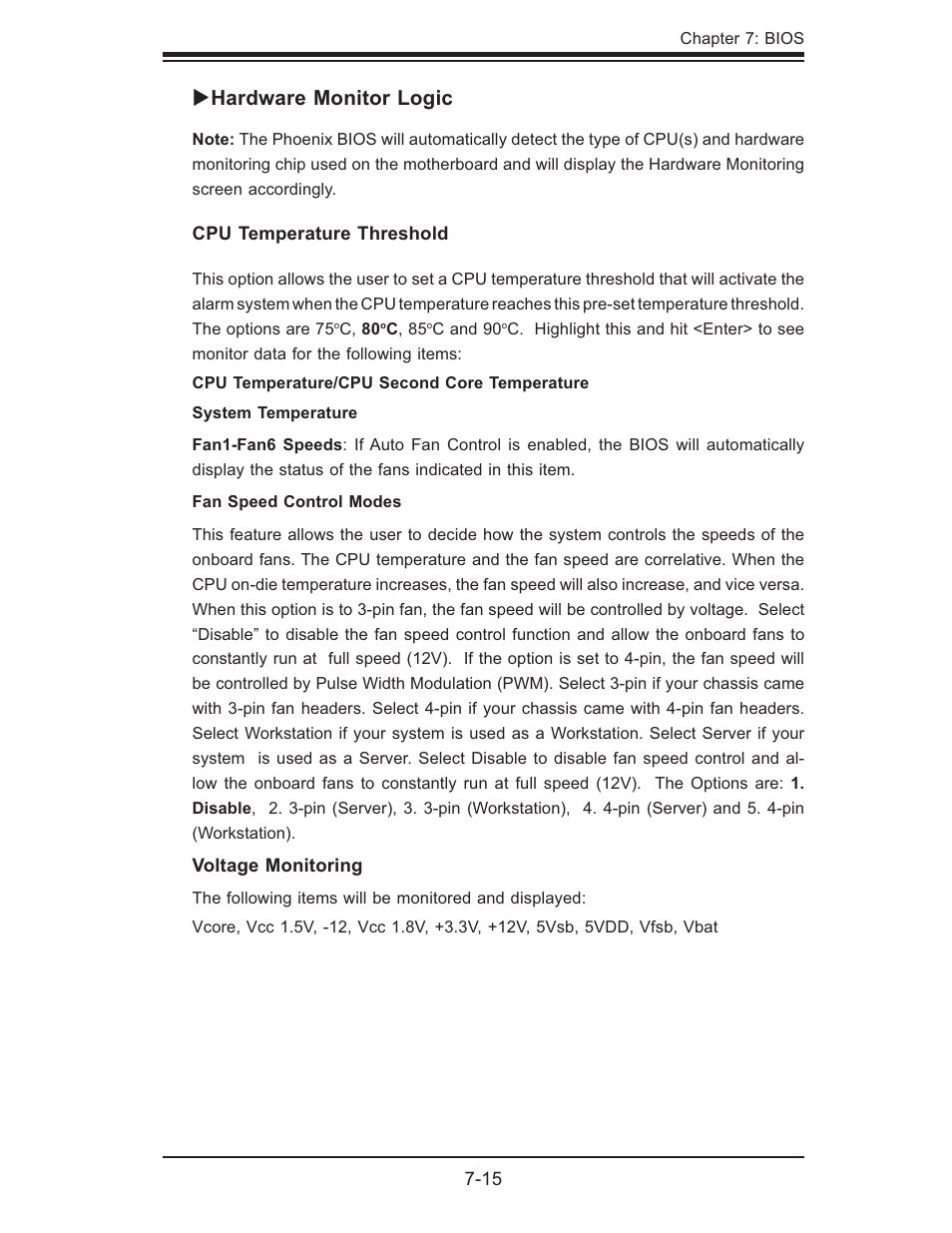 Hardware monitor logic | SUPER MICRO Computer 5015M-U User Manual | Page 85 / 134