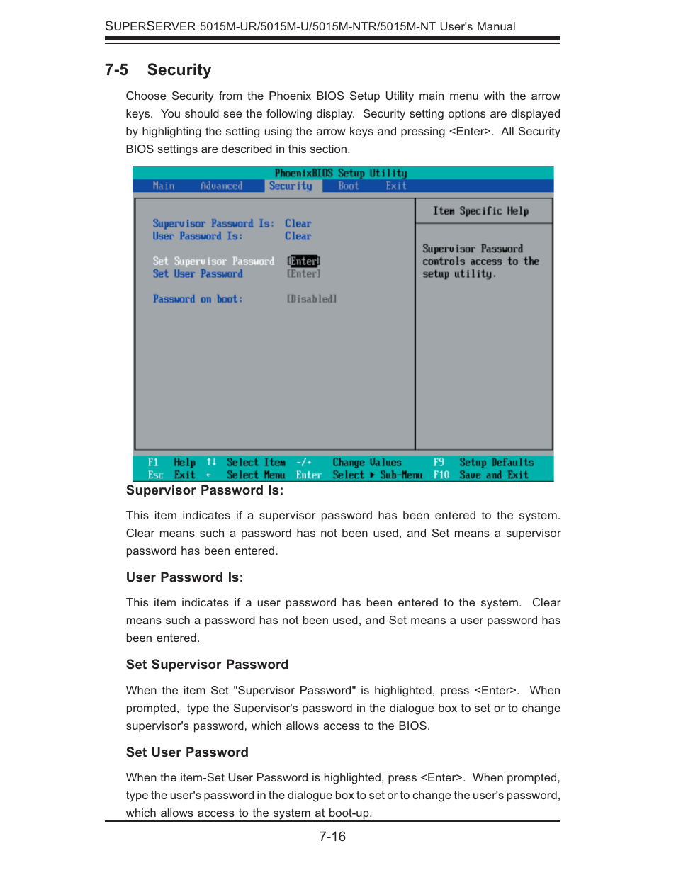 5 security | SUPER MICRO Computer 5015M-U User Manual | Page 86 / 134