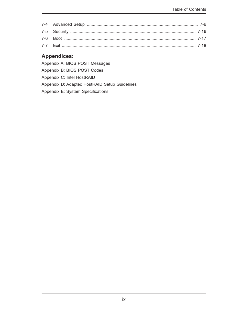 Appendices | SUPER MICRO Computer 5015M-U User Manual | Page 9 / 134