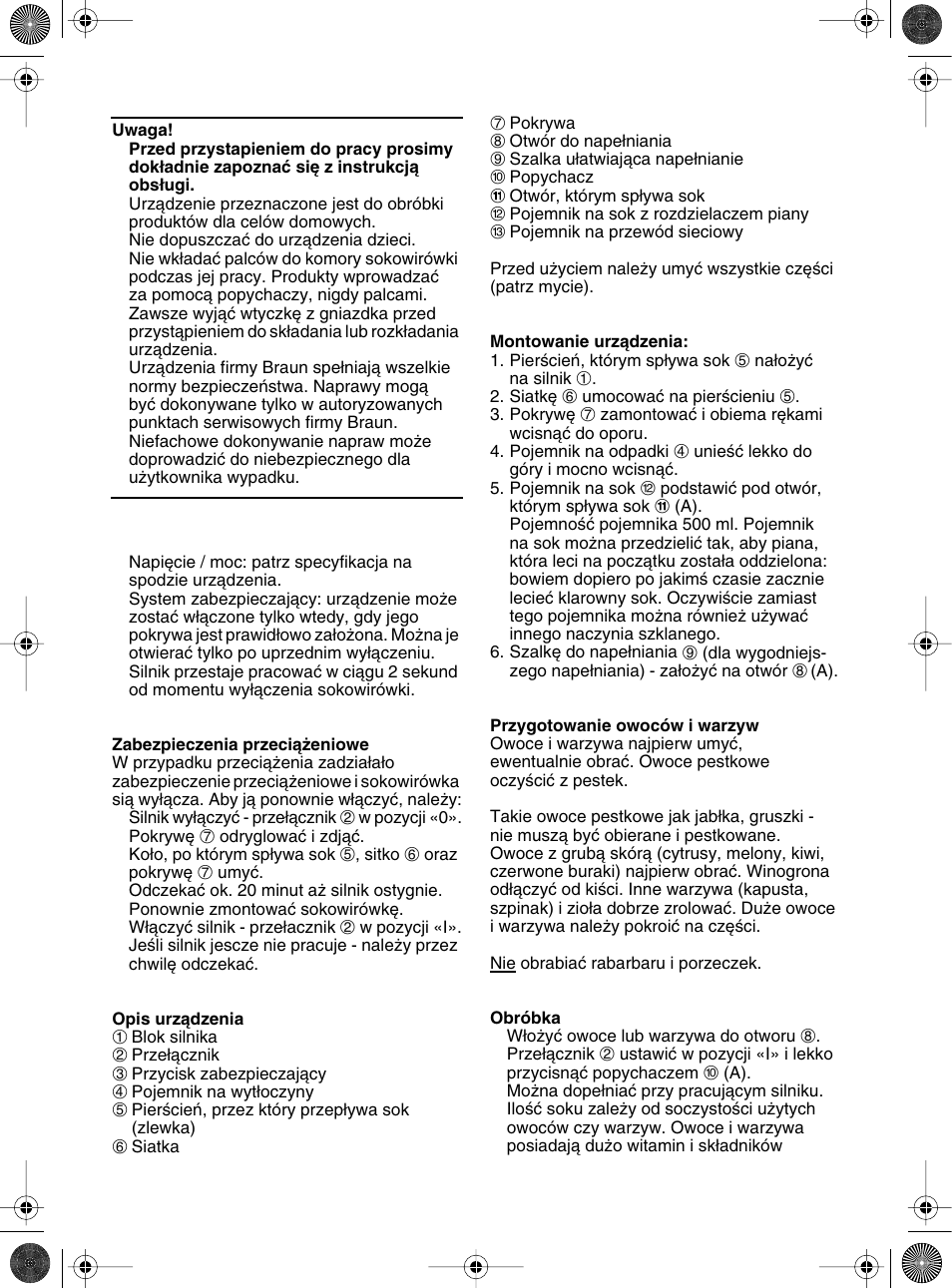 Polski | Braun MP80 User Manual | Page 26 / 50