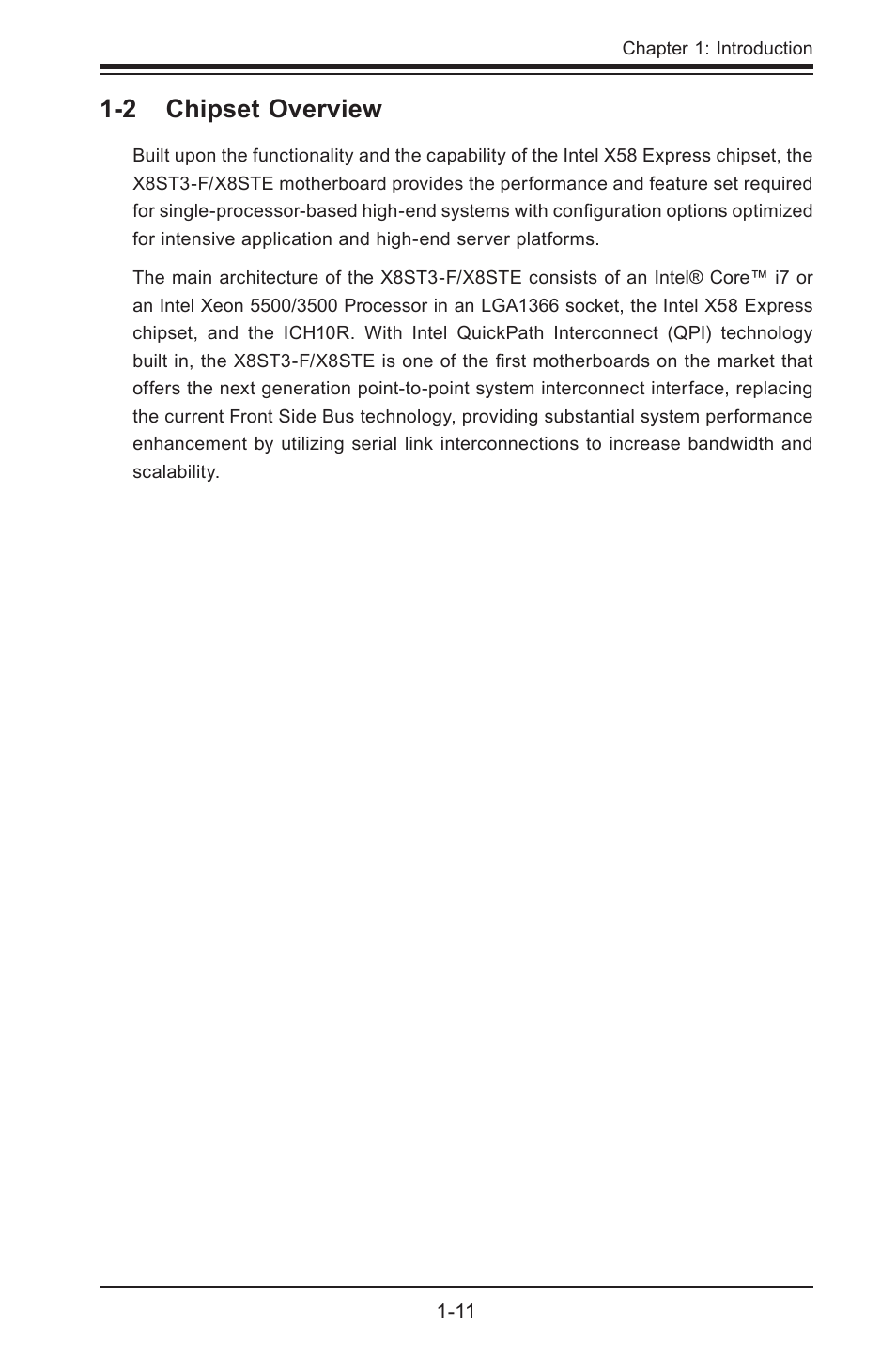 2 chipset overview | SUPER MICRO Computer SUPER X8STE User Manual | Page 19 / 105