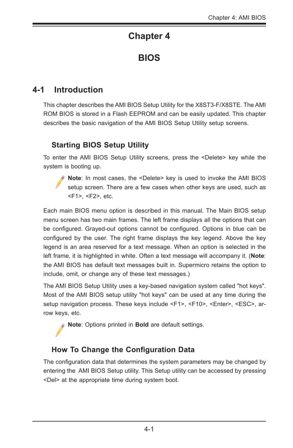 Chapter 4 bios, 1 introduction | SUPER MICRO Computer SUPER X8STE User Manual | Page 69 / 105