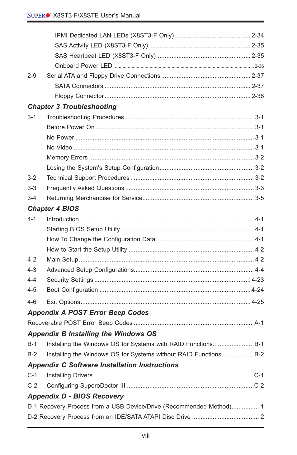 SUPER MICRO Computer SUPER X8STE User Manual | Page 8 / 105