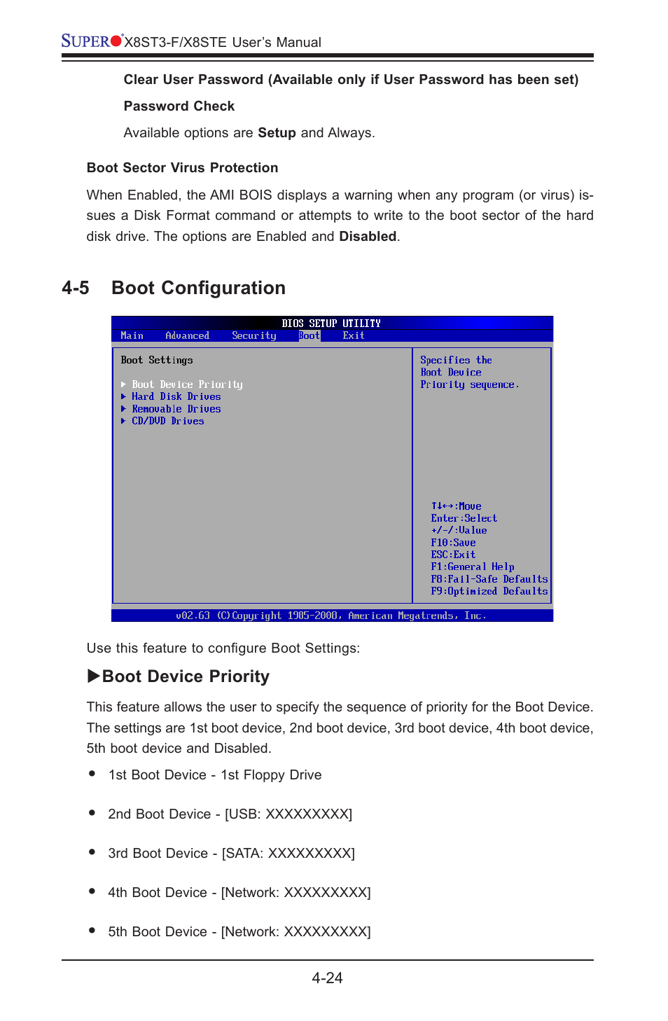 5 boot configuration | SUPER MICRO Computer SUPER X8STE User Manual | Page 92 / 105