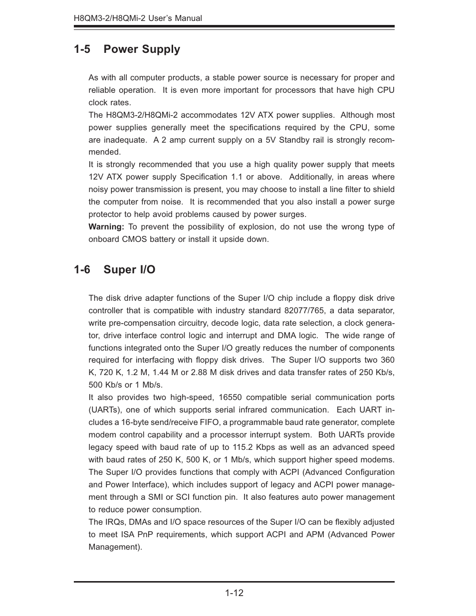 5 power supply, 6 super i/o | SUPER MICRO Computer H8QMI-2 User Manual | Page 18 / 74