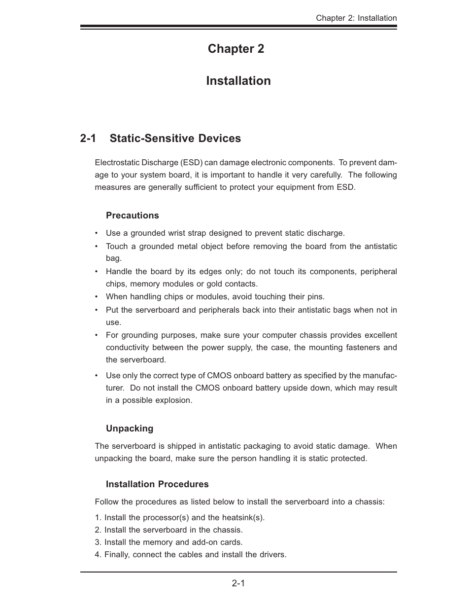 Chapter 2 installation | SUPER MICRO Computer H8QMI-2 User Manual | Page 19 / 74