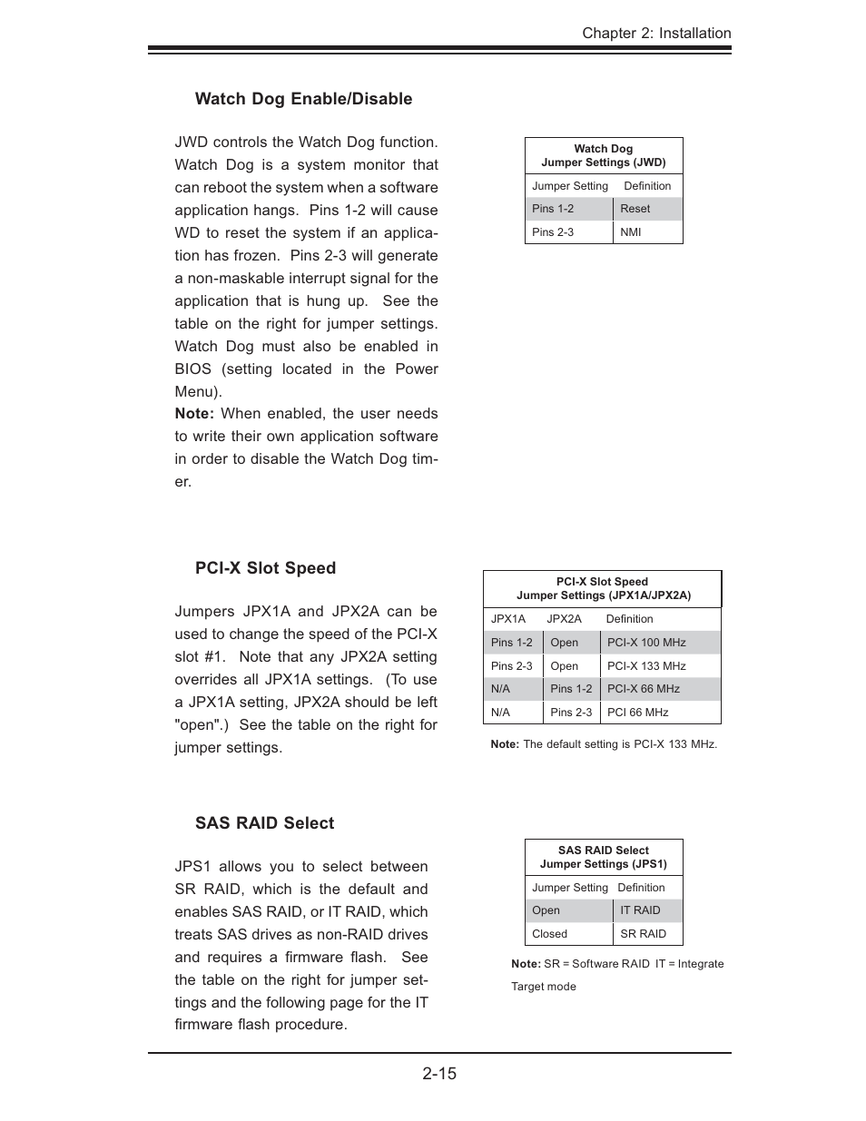 15 watch dog enable/disable, Pci-x slot speed, Sas raid select | SUPER MICRO Computer H8QMI-2 User Manual | Page 33 / 74