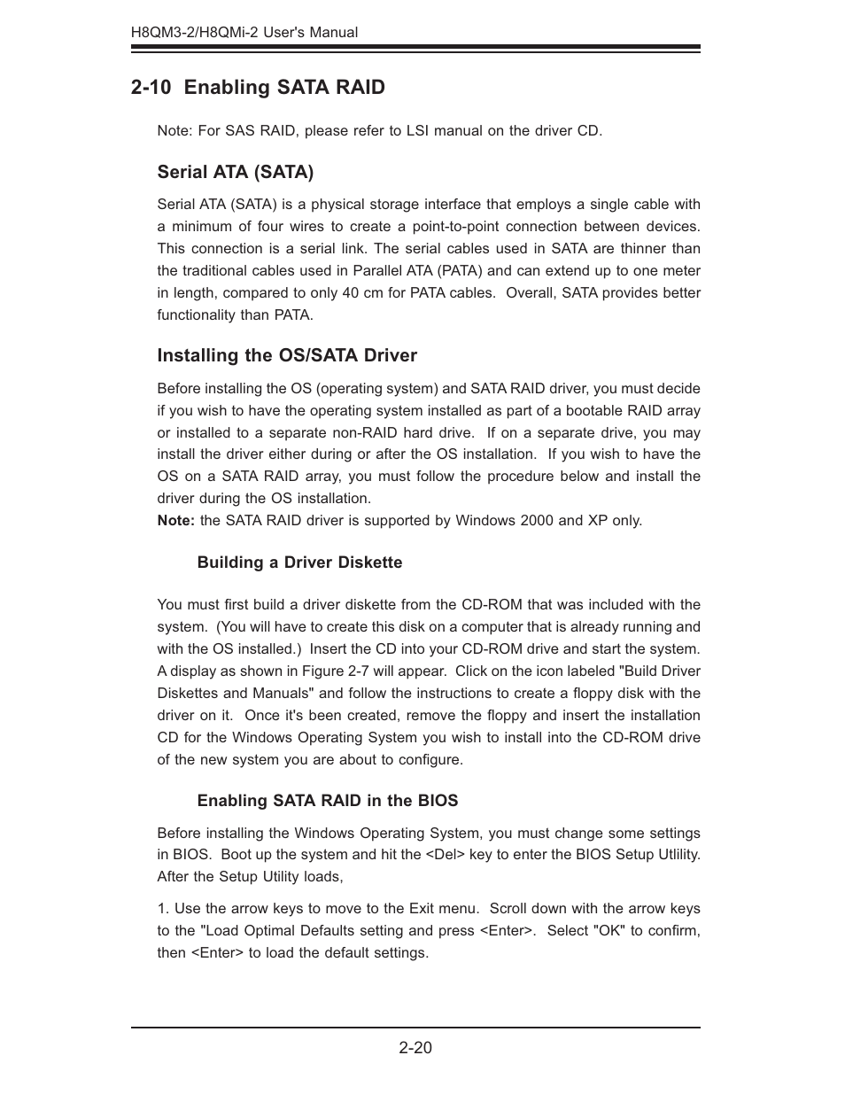 10 enabling sata raid | SUPER MICRO Computer H8QMI-2 User Manual | Page 38 / 74