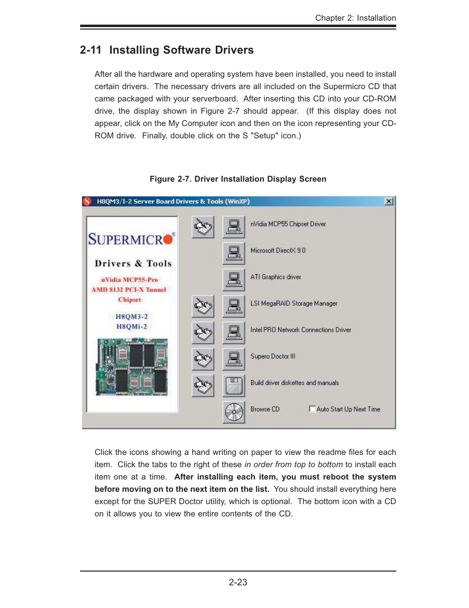 11 installing software drivers | SUPER MICRO Computer H8QMI-2 User Manual | Page 41 / 74