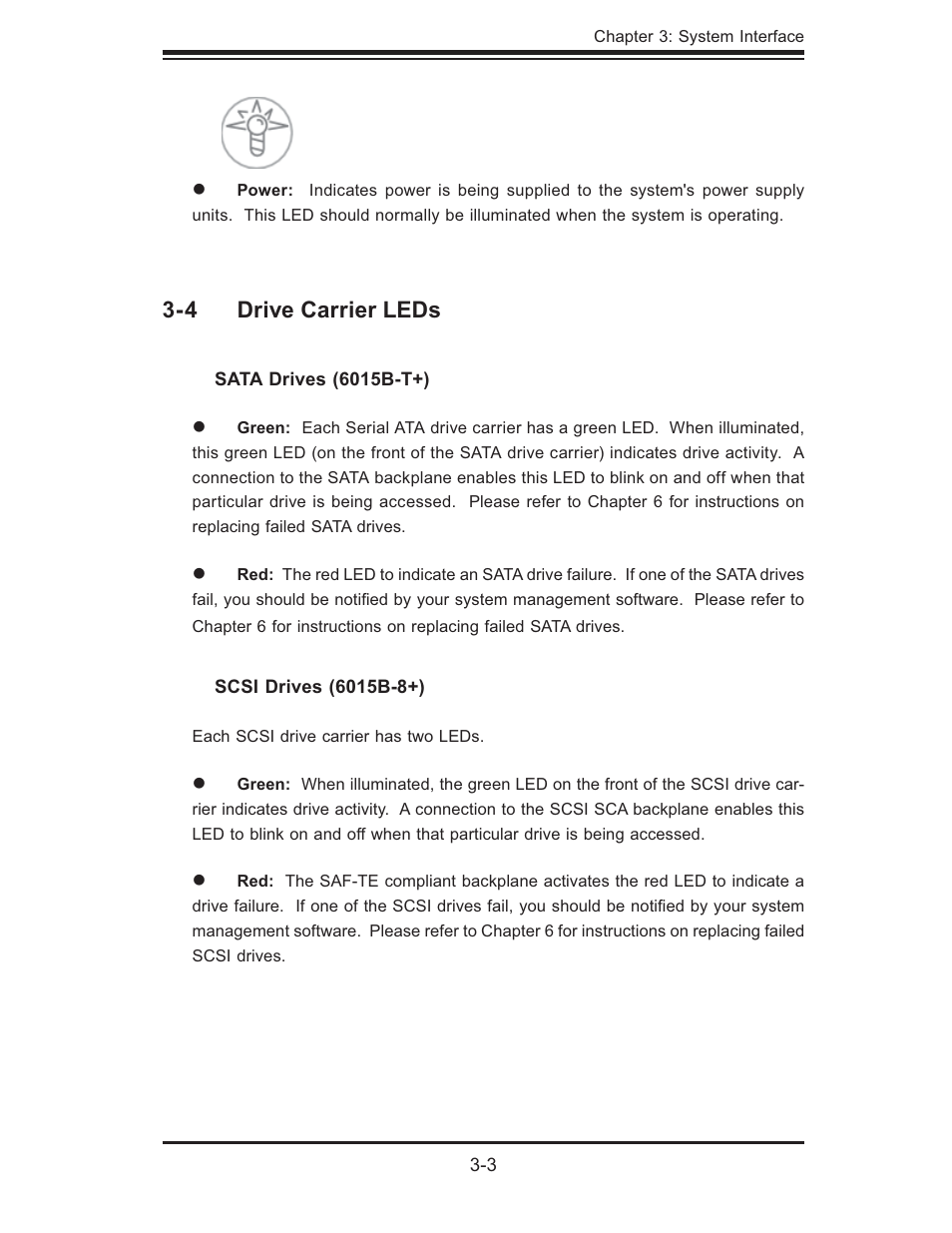 4 drive carrier leds | SUPER MICRO Computer SUPERSERVER 6015B-T User Manual | Page 29 / 124