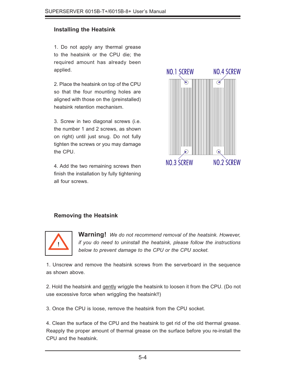 Warning | SUPER MICRO Computer SUPERSERVER 6015B-T User Manual | Page 38 / 124