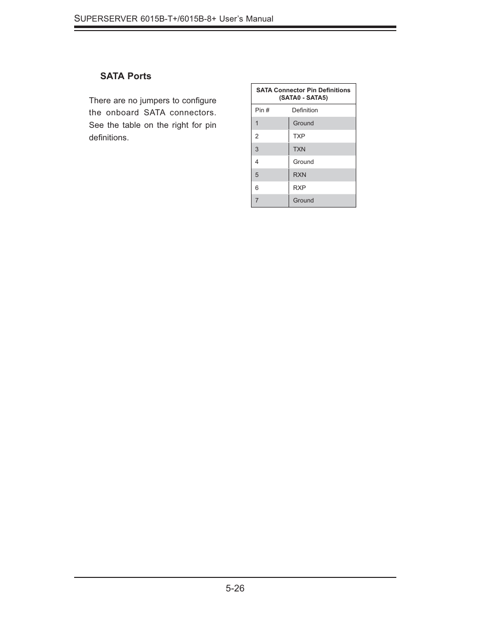 26 s, Sata ports | SUPER MICRO Computer SUPERSERVER 6015B-T User Manual | Page 60 / 124