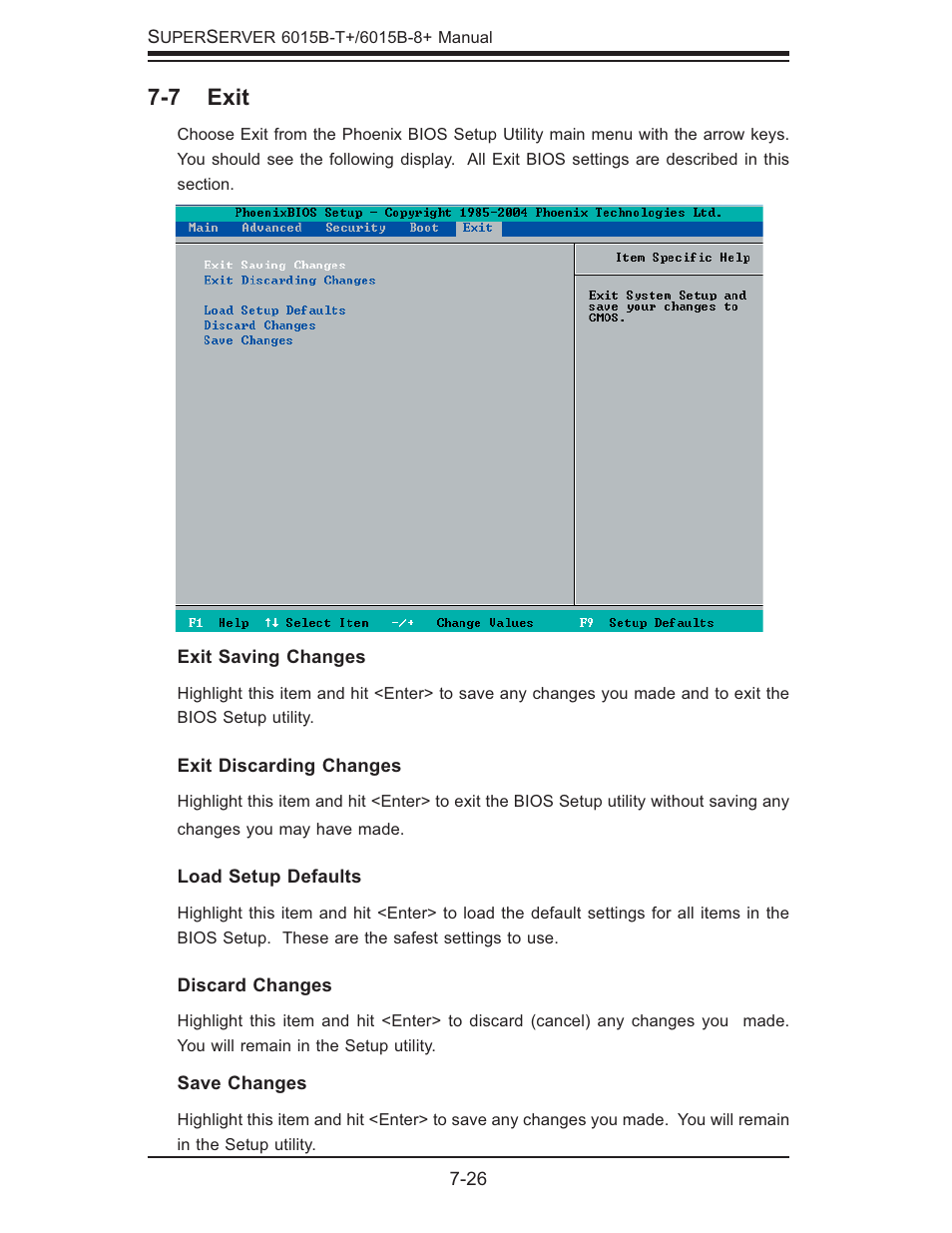 7 exit | SUPER MICRO Computer SUPERSERVER 6015B-T User Manual | Page 98 / 124