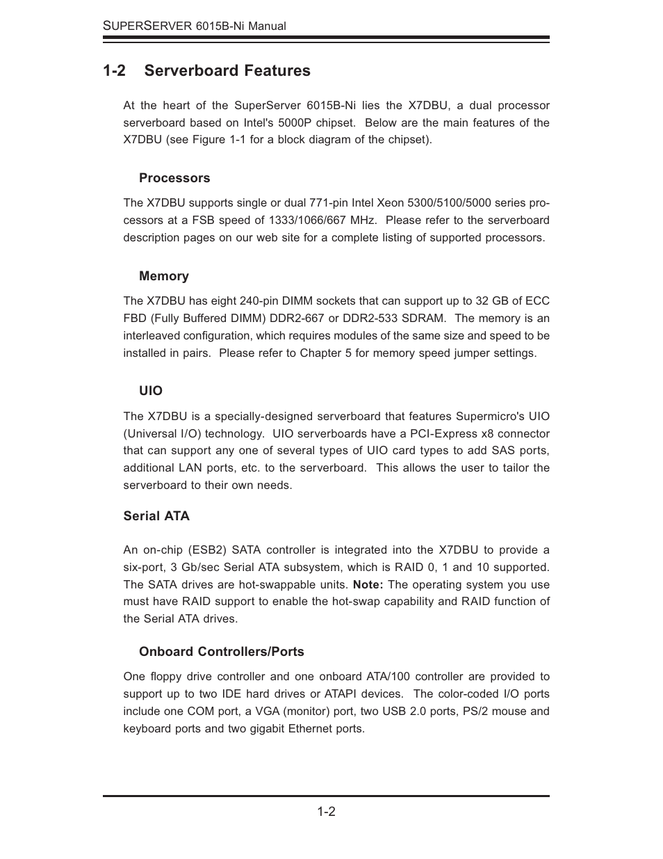 2 serverboard features | SUPER MICRO Computer 6015B-Ni User Manual | Page 12 / 120